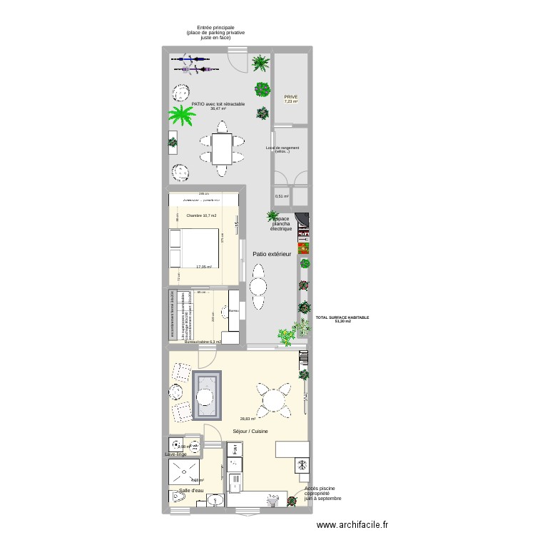 Villa La Cachette version 6. Plan de 7 pièces et 96 m2