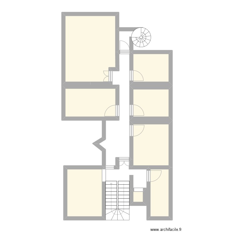 étage 1. Plan de 8 pièces et 56 m2