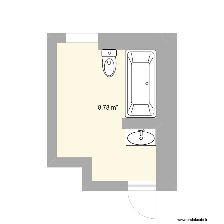 SdeB aujourd'hui. Plan de 1 pièce et 9 m2