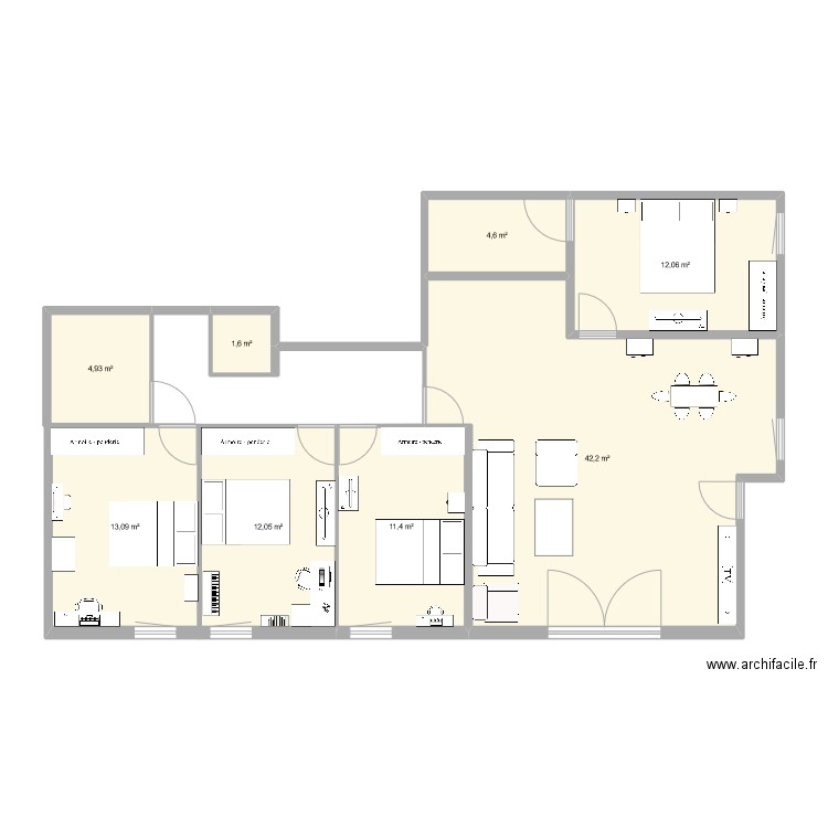 Maison castelnaud. Plan de 8 pièces et 102 m2