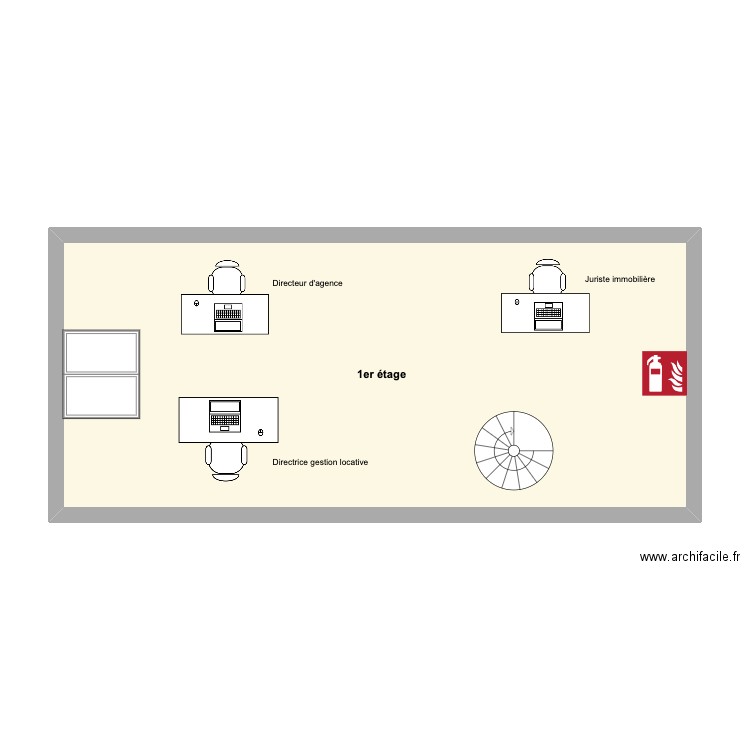 etage. Plan de 1 pièce et 53 m2