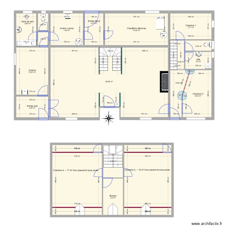 PLEUBIAN RDC. Plan de 21 pièces et 193 m2