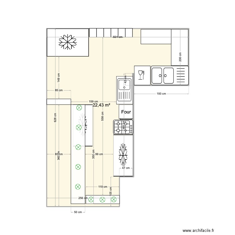 marius. Plan de 1 pièce et 22 m2