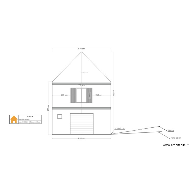 façade A avant travaux. Plan de 0 pièce et 0 m2