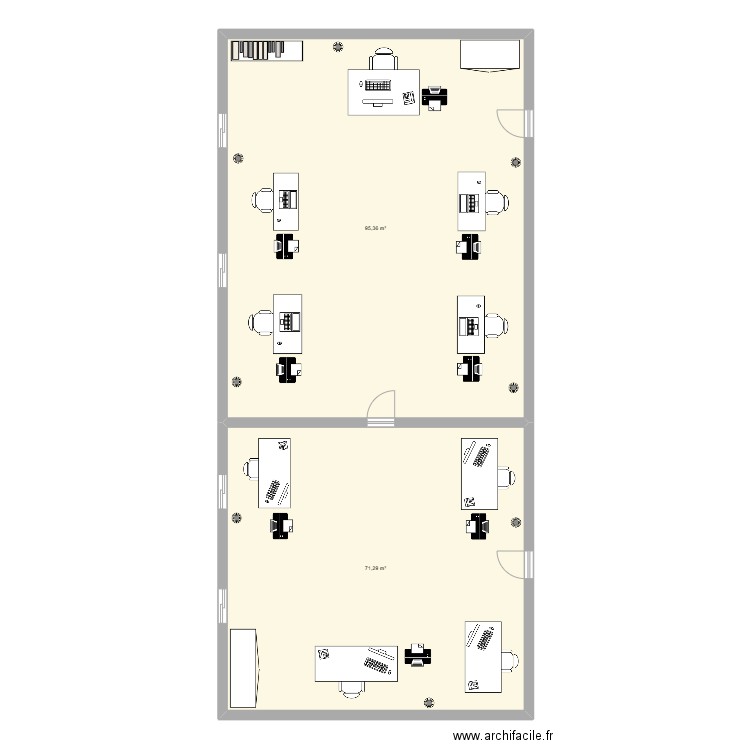 bureau. Plan de 2 pièces et 167 m2