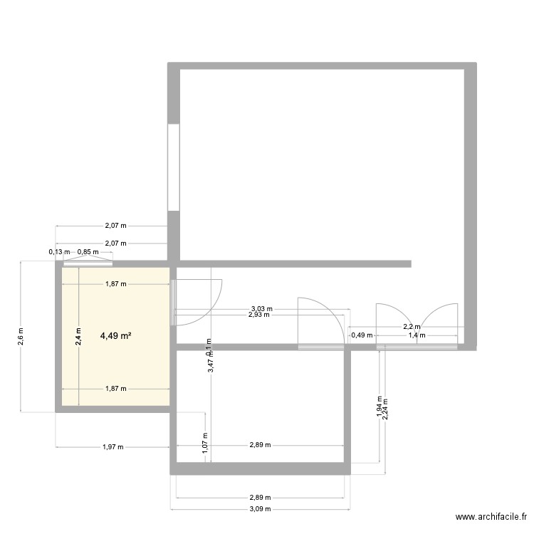 75 Vauvenargues départ. Plan de 1 pièce et 4 m2