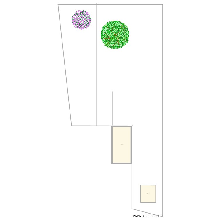 jardin. Plan de 2 pièces et 102 m2