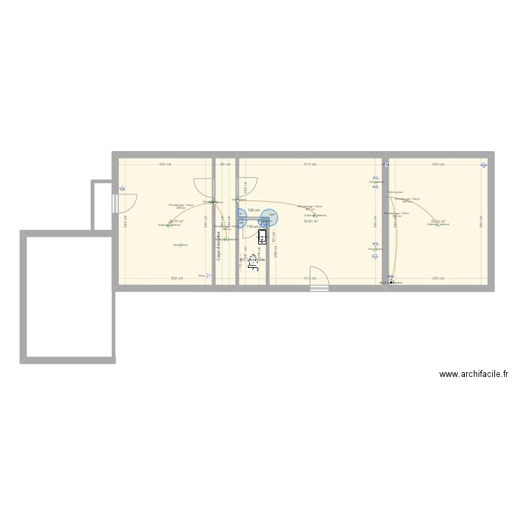 Maison Etage (Electricité). Plan de 3 pièces et 83 m2