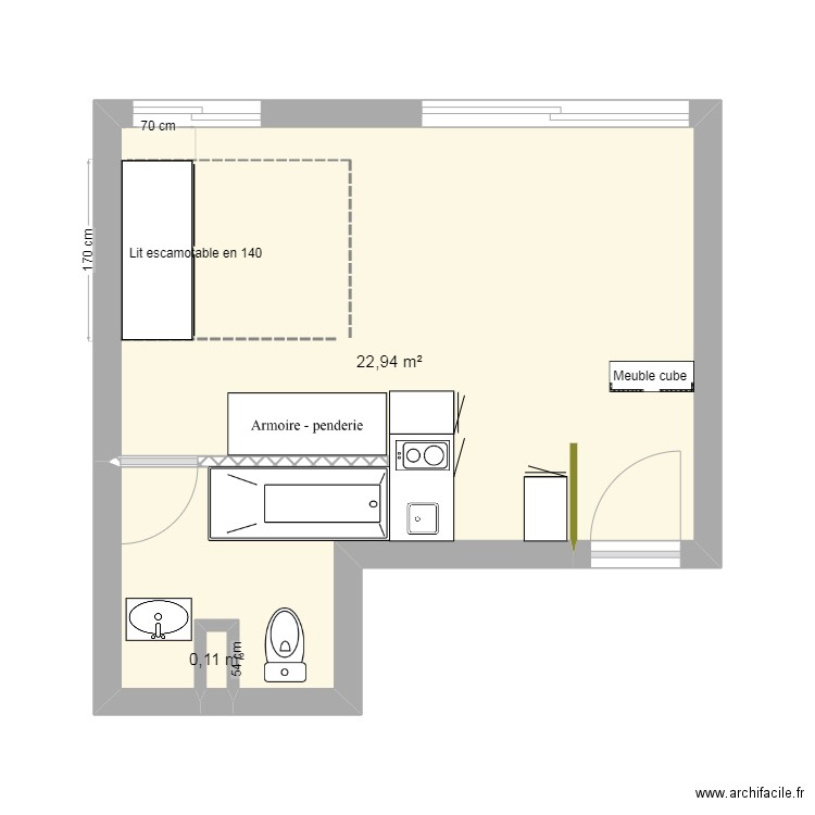 Diane lot 16 oct24. Plan de 2 pièces et 23 m2