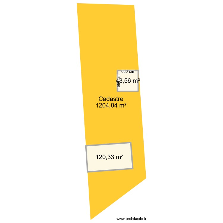 Darras 2. Plan de 2 pièces et 164 m2