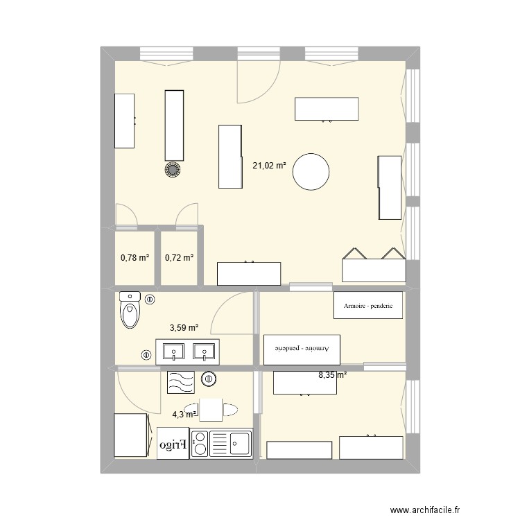 plan magasin. Plan de 4 pièces et 39 m2