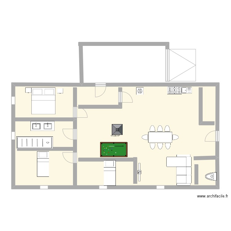 ancelle. Plan de 1 pièce et 112 m2