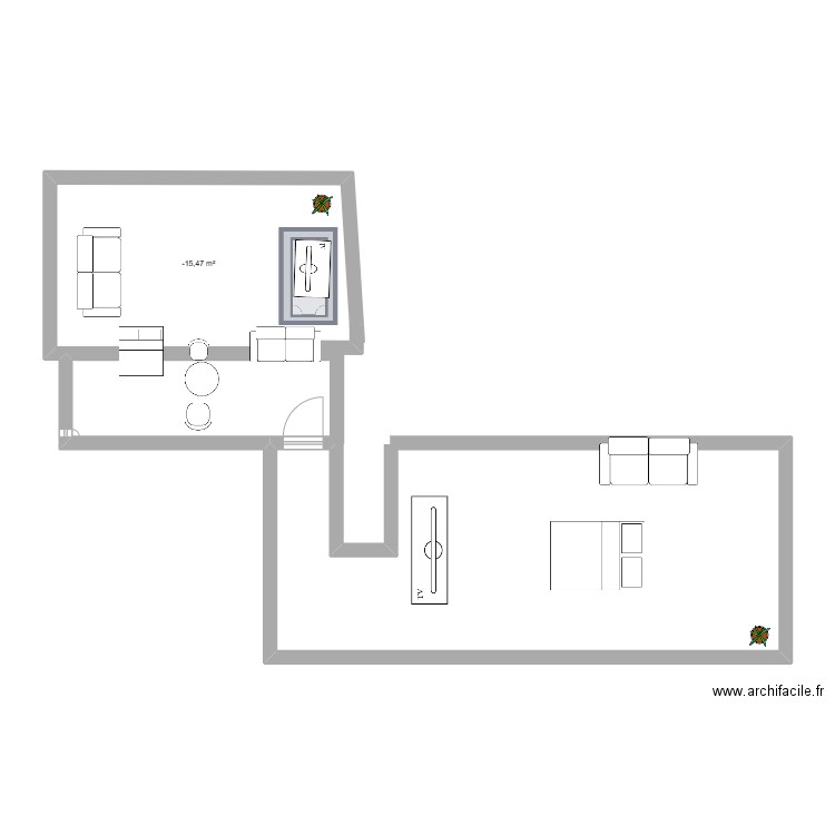 Robyns plan. Plan de 1 pièce et 19 m2