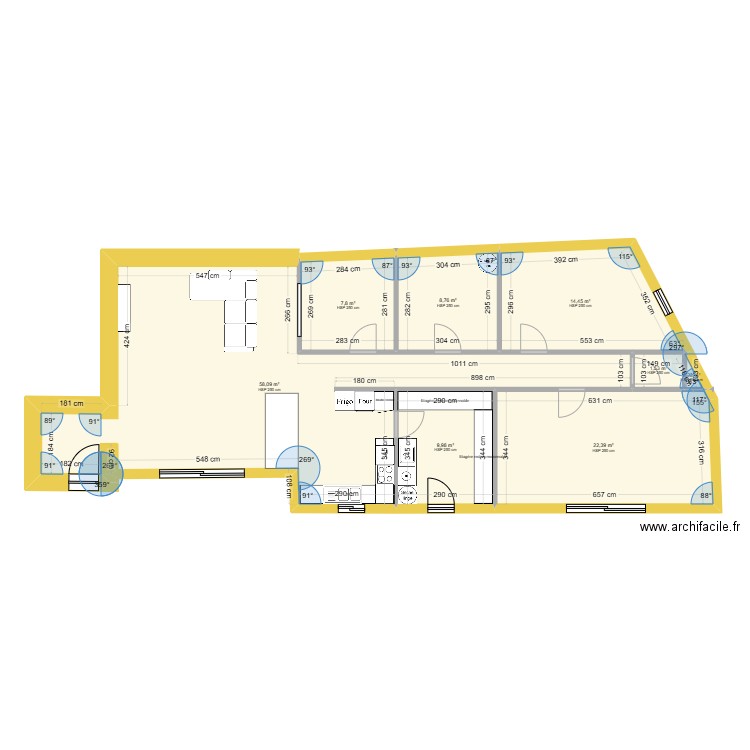 La Marne 2. Plan de 8 pièces et 123 m2