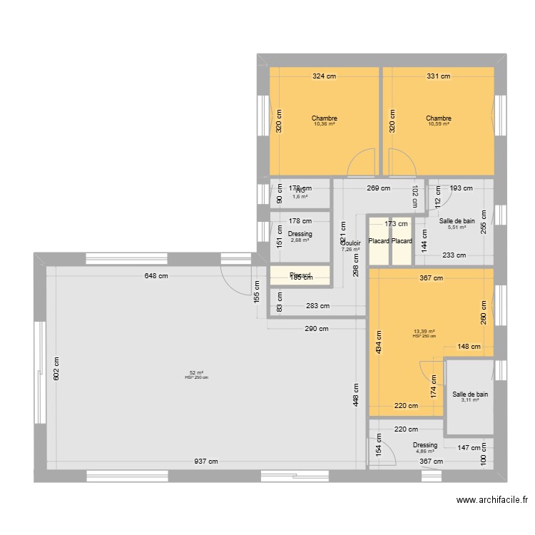 maisonFelines. Plan de 13 pièces et 113 m2