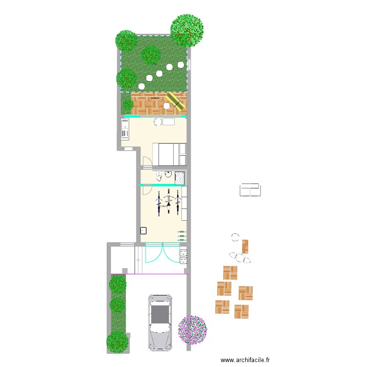 Studio Loden 2. Plan de 2 pièces et 60 m2