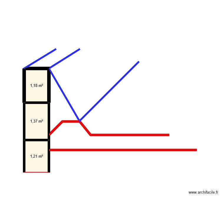 depart bac mur king choo. Plan de 3 pièces et 4 m2