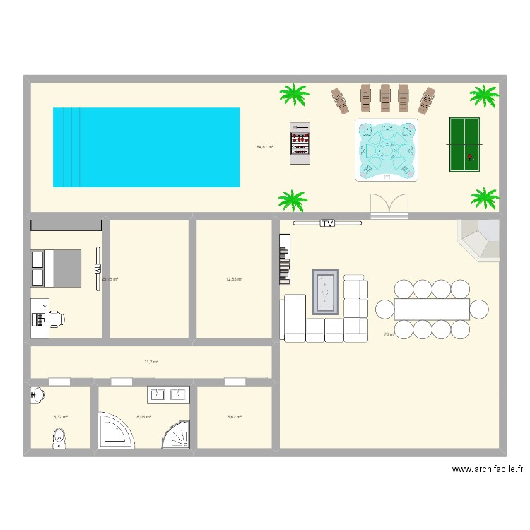 Plan de maison de Noah. Plan de 8 pièces et 224 m2