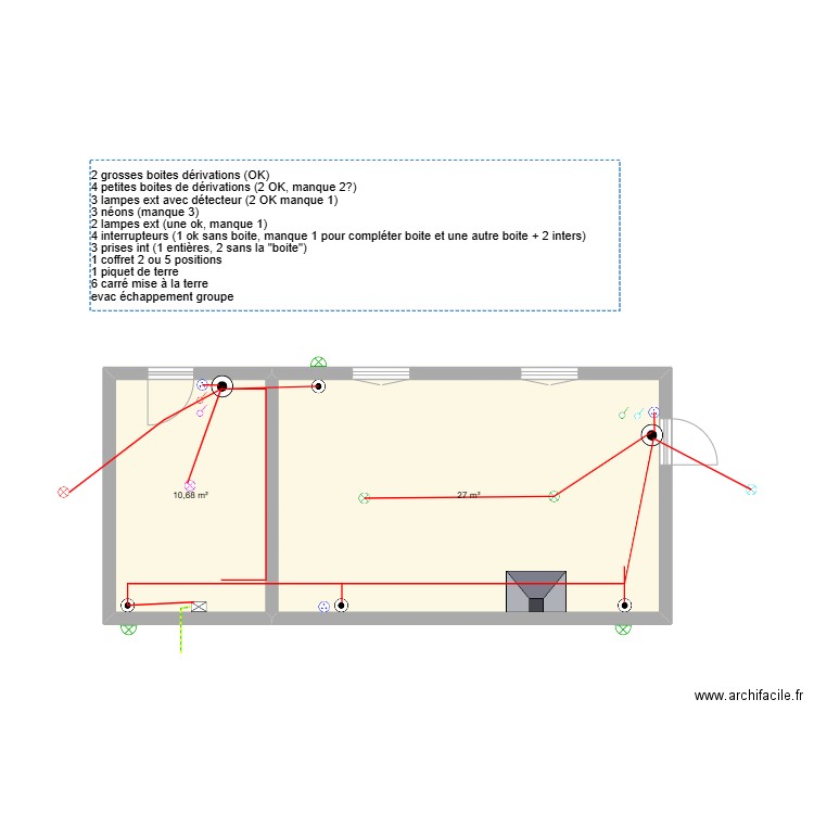 Elec_vergers. Plan de 2 pièces et 38 m2