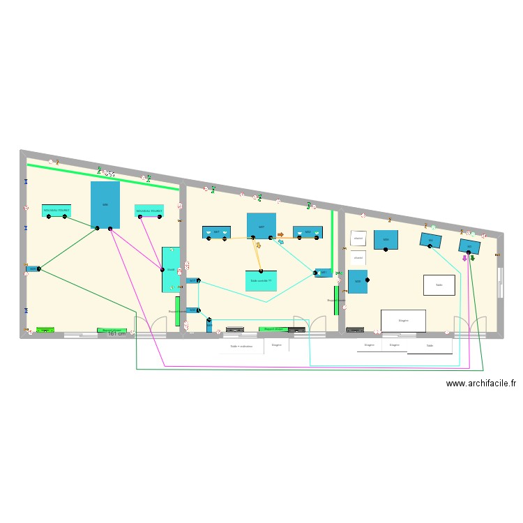 nouveaux flux polissage. Plan de 3 pièces et 119 m2