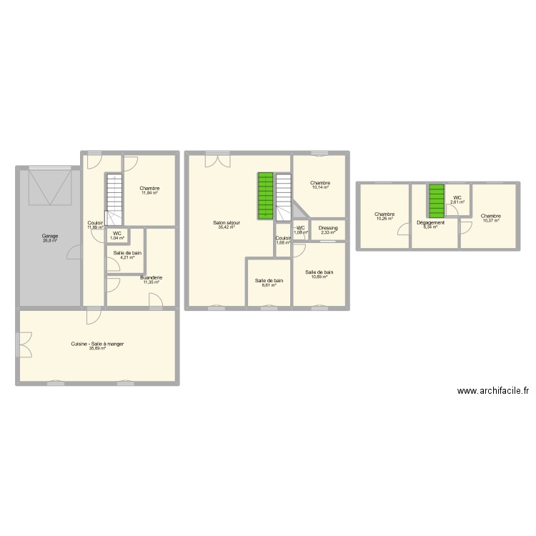 CLEMENT Annie. Plan de 23 pièces et 209 m2