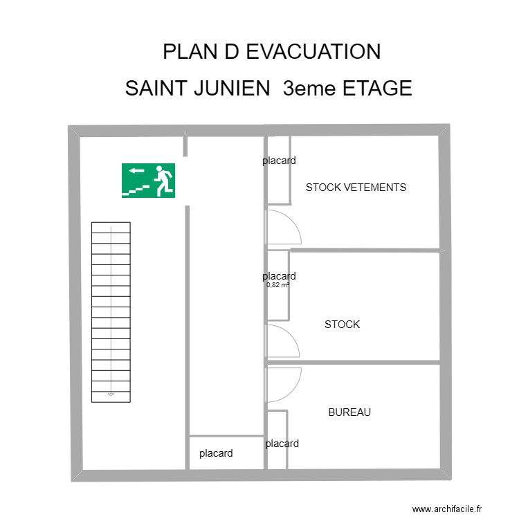 87 SAINT JUNIEN 3eme étage. Plan de 1 pièce et 1 m2