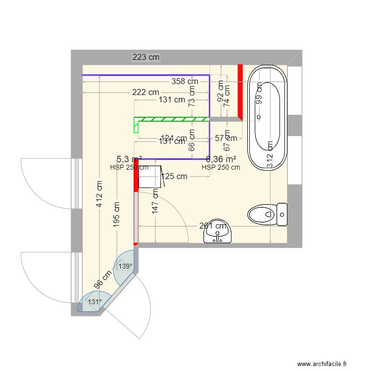 SALLE DE BAIN 2. Plan de 2 pièces et 12 m2