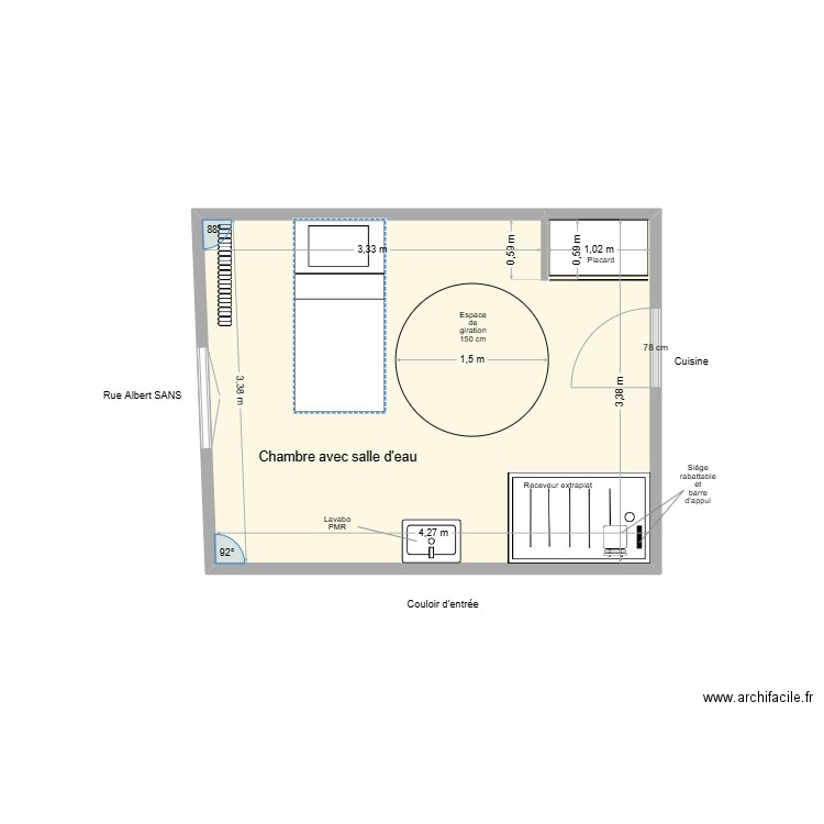 ROUZOUL Adaptation. Plan de 1 pièce et 15 m2