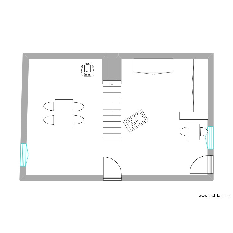 rdc pressilly. Plan de 2 pièces et 41 m2