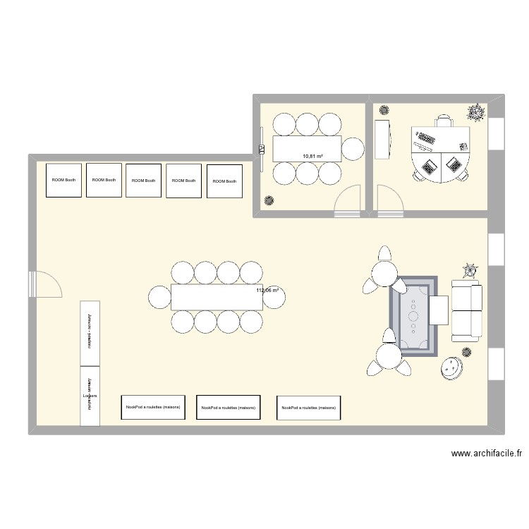 Bureau QV Studio. Plan de 2 pièces et 123 m2