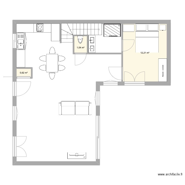 Maison Jonquières. Plan de 3 pièces et 14 m2