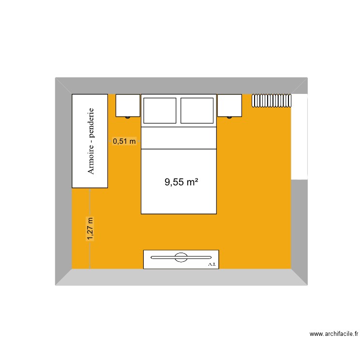 Chambre 2. Plan de 1 pièce et 10 m2