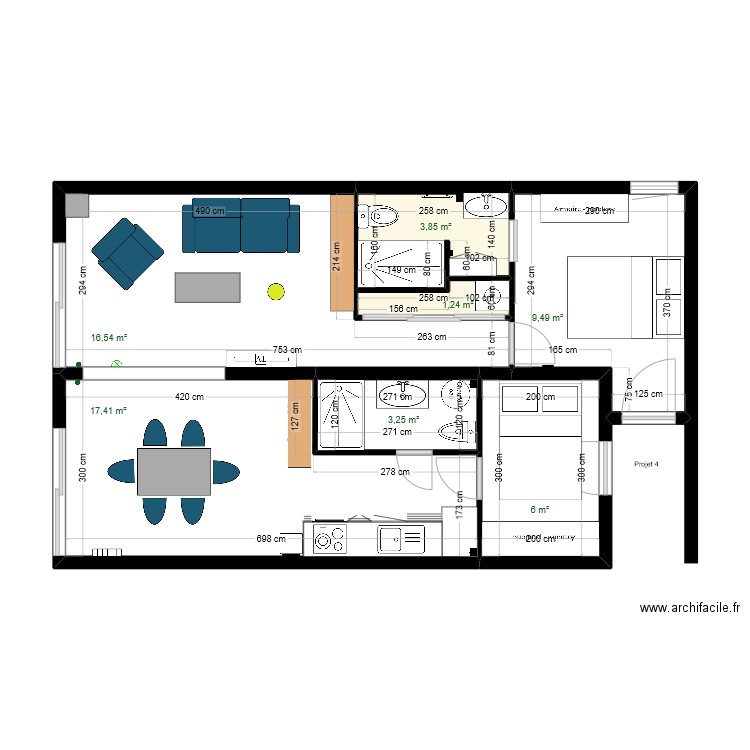 LGM Projet 4. Plan de 7 pièces et 58 m2