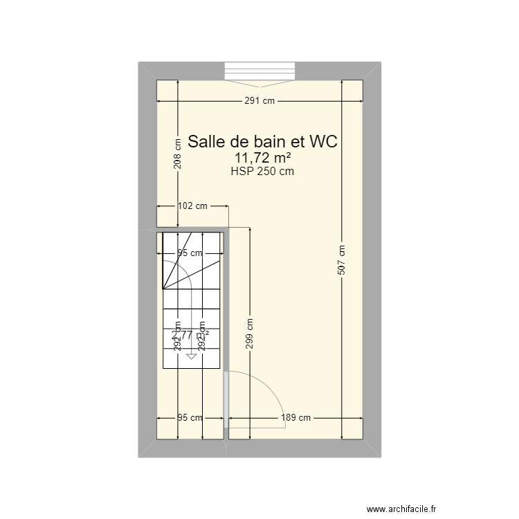 COLANGE  St Martin. Plan de 2 pièces et 14 m2