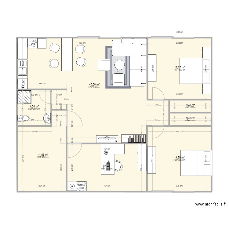 étage 1 labo modifier. Plan de 8 pièces et 101 m2