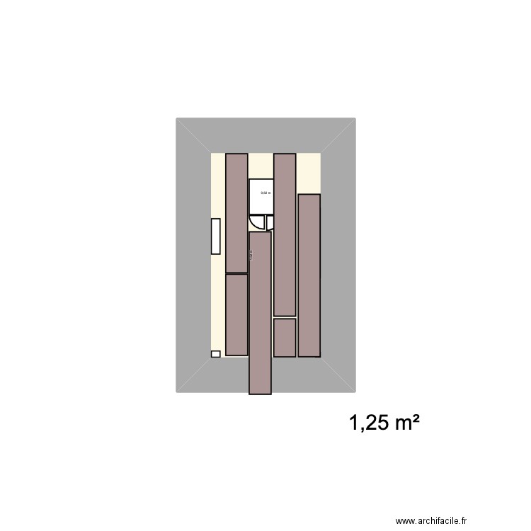 WC1. Plan de 1 pièce et 1 m2