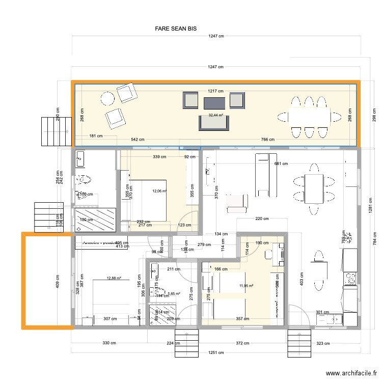 FARE SEAN 3CH BIS. Plan de 5 pièces et 75 m2