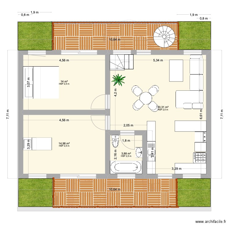 Mons (3 apparts) test 2. Plan de 12 pièces et 156 m2