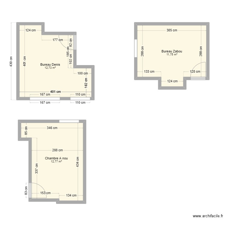 La Mézière. Plan de 3 pièces et 37 m2