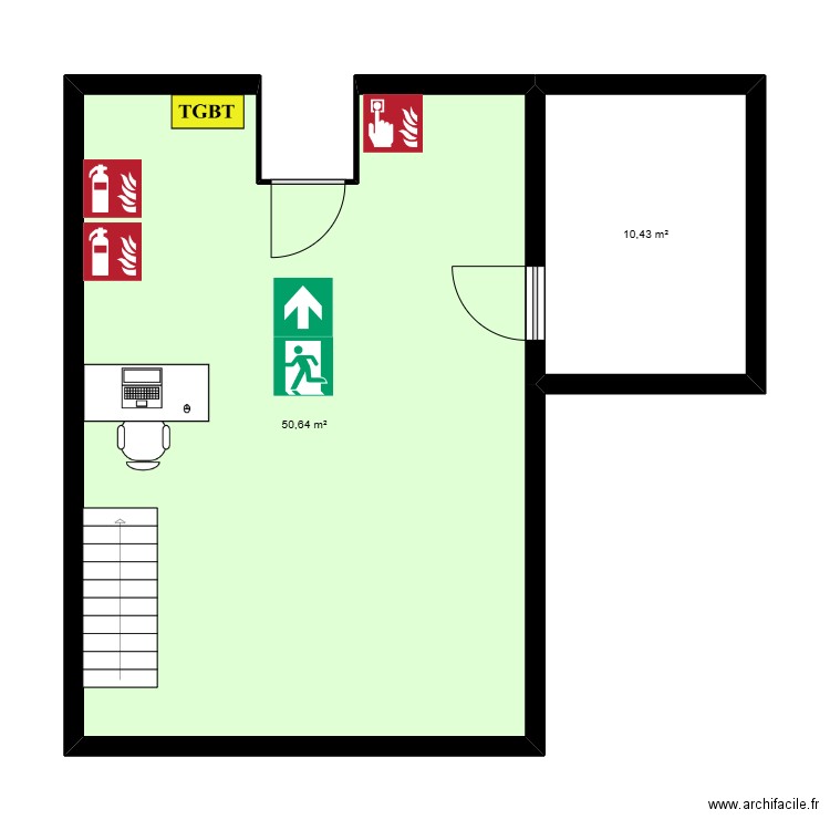 AC Penne RdC. Plan de 2 pièces et 61 m2