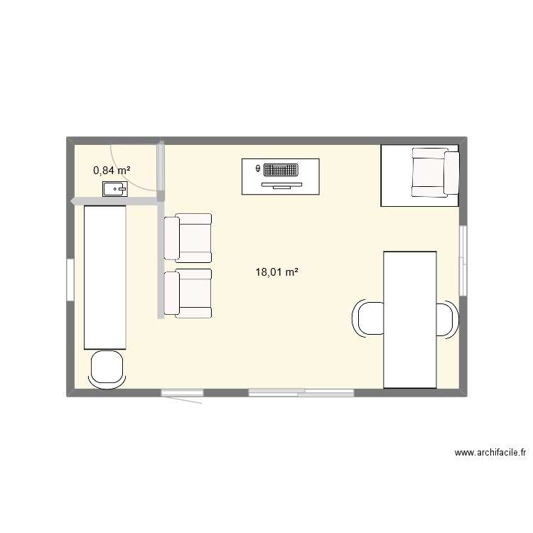 INSTITUE 2. Plan de 2 pièces et 19 m2