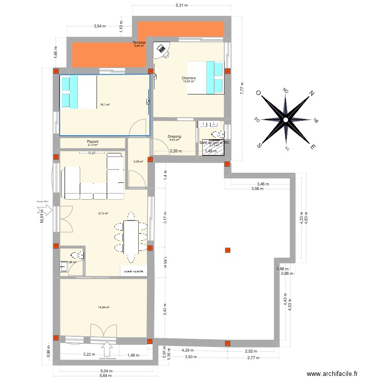 Mehrez 2éme Etage Ezzahra v1. Plan de 10 pièces et 99 m2