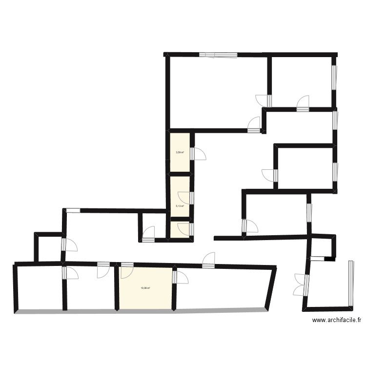 cabinet. Plan de 3 pièces et 19 m2