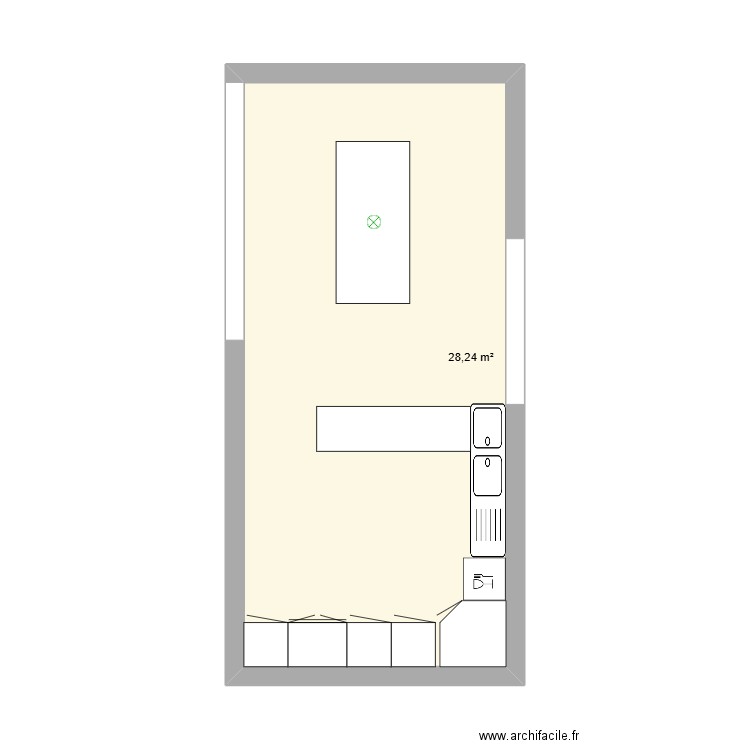 Cuisine Elvi. Plan de 1 pièce et 28 m2