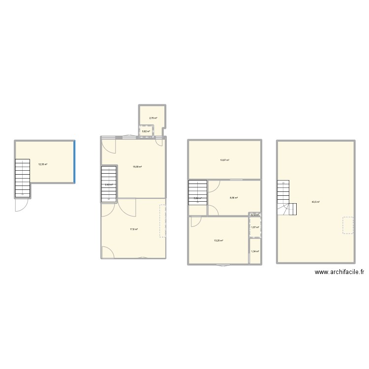 plan final Maison Blanche . Plan de 14 pièces et 135 m2