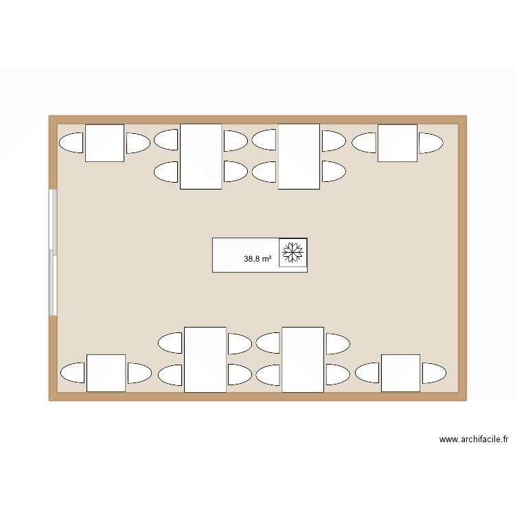 Salon de thé Luméa. Plan de 1 pièce et 39 m2