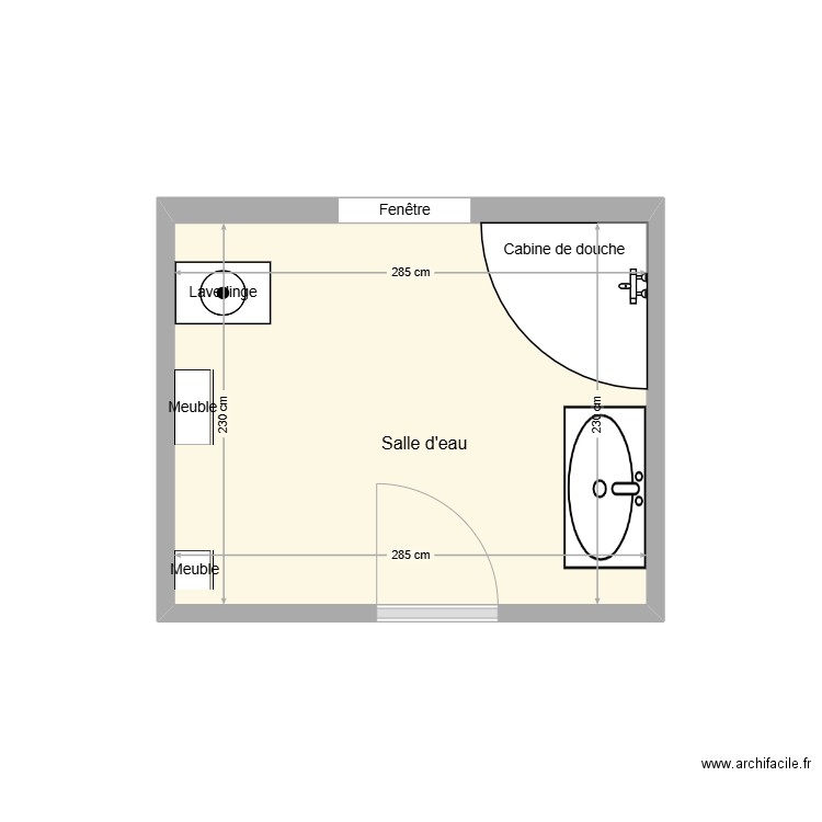 FAURE Guy Salle d'eau existant. Plan de 1 pièce et 7 m2