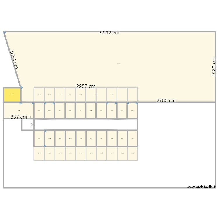 Pension canine. Plan de 40 pièces et 1522 m2