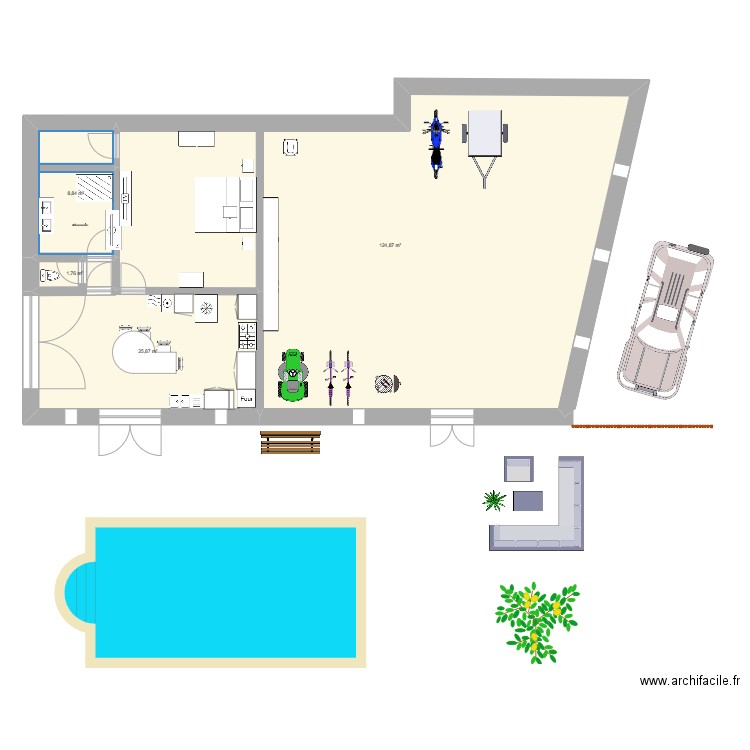 etable. Plan de 4 pièces et 157 m2