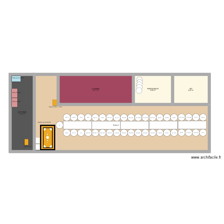 SALLE MARIAGE . Plan de 5 pièces et 133 m2